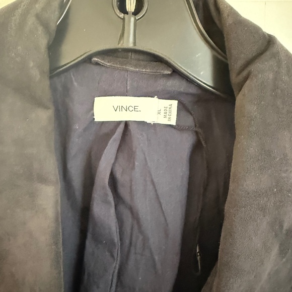 WOMENS VINCE NAVY LAMBSKIN LEATHER ZIP JACKET SIZE XL - Picture 2 of 9